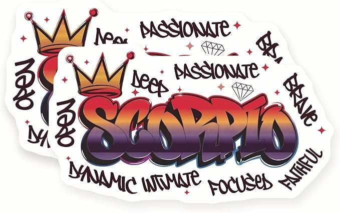 Scorpio Stickers - Zodiac Sign - Astrology - Horoscope - 2 Pack 5" Wide Design - Adheres to Laptops, Tumblers, and More – Made in The USA - AQS9511 - Scorpio Sticker for men