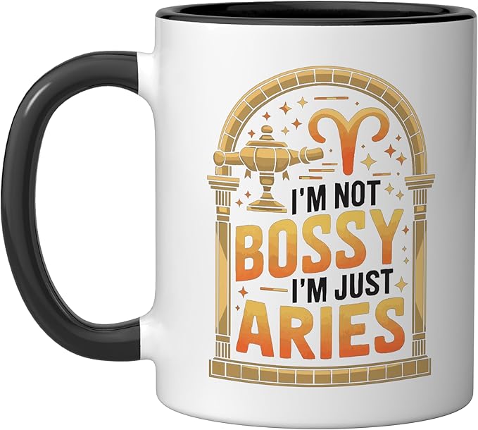Aries Zodiac Sign Star Astrology Birthday Horoscope Ceramic Mug, Black/White - Aries Mug for men