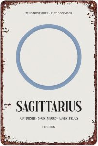 Sagittarius Zodiac: Retro Astrology Poster Vintage Metal Tin Sign For Home Room Hallway Bathroom Office Wall Decor Size 12x8 Inch - Sagittarius Home Decor for men