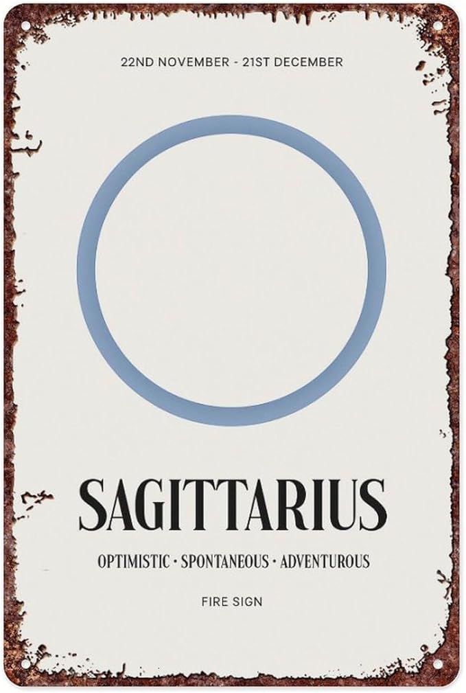 Sagittarius Zodiac: Retro Astrology Poster Vintage Metal Tin Sign For Home Room Hallway Bathroom Office Wall Decor Size 12x8 Inch - Sagittarius Home Decor for men