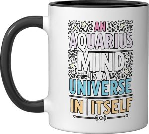 Aquarius Zodiac Sign Star Astrology Birthday Horoscope Ceramic Mug, Black/White - Aquarius Mug for men