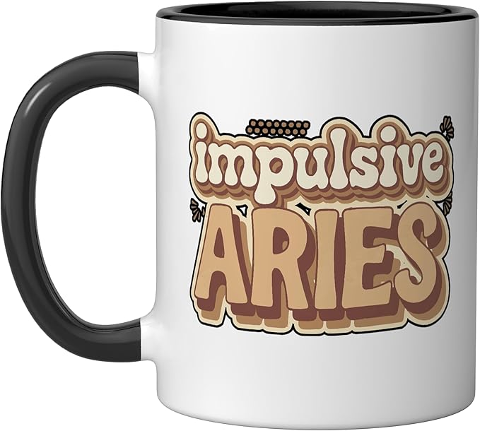 Aries Zodiac Sign Star Astrology Birthday Horoscope Ceramic Mug, Black/White - Aries Mug for men