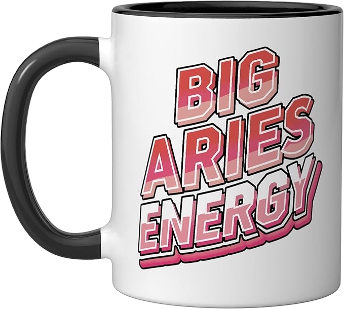 Aries Zodiac Sign Star Astrology Birthday Horoscope Ceramic Mug, Black/White - Aries Mug for men