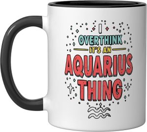 Aquarius Zodiac Sign Star Astrology Birthday Horoscope Ceramic Mug, Black/White - Aquarius Mug for men