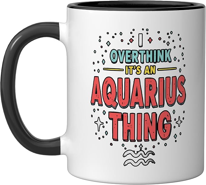 Aquarius Zodiac Sign Star Astrology Birthday Horoscope Ceramic Mug, Black/White - Aquarius Mug for men