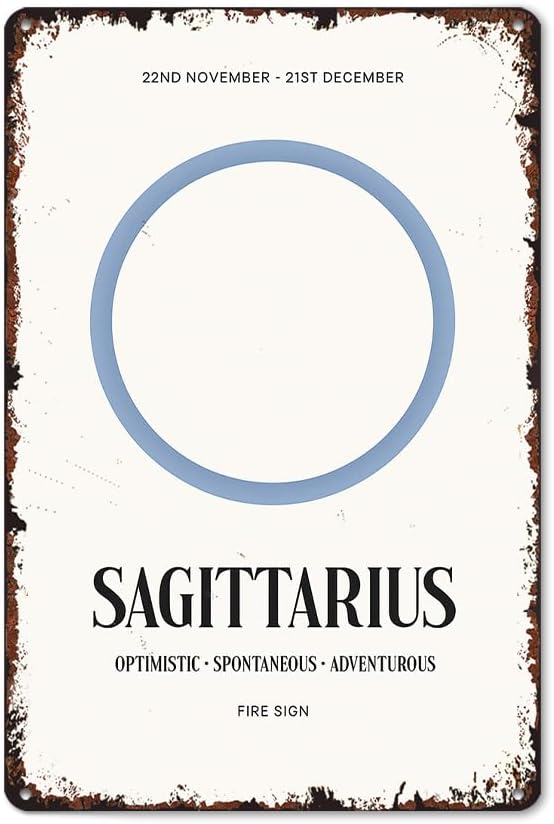KERUNSM Sagittarius Zodiac: Retro Astrology Funny Metal Tin Signs 8x12 Inch Aluminum Vintage Poster-For Living Bathroom Room Kitchen Bedroom Patio Wall Decor - Sagittarius Home Decor for men