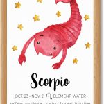 Framed Scorpio Zodiac Sign Canvas Print Art Cute Wall Art Painting Pictures Minimalist Aesthetic Art Print Home Decor Wall Decoration for Living Room Bedroom (Wood Framed,12L x16W) - Scorpio Canvas for men