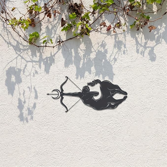 WPCJREU Sagittarius Zodiac Metal Wall Art, Archer & Centaur Arrow Design, Minimalist Modern Home Decor for Living Room, Bedroom - Sagittarius Home Decor for men