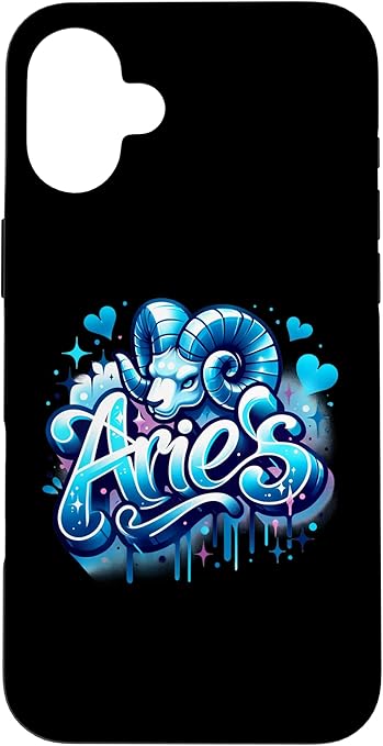 Blue Aries Zodiac Star Sign Case for iPhone 16 Plus - Aries Phone Case for men