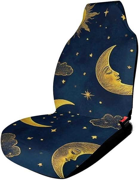 Premium Quality Sun Moon Boho Astrology Front Car Seat Covers Universal Fit Cars Trucks SUVs, Wear Tear Resistance Seat Cushion Pad Mat Covers, No Tools Needed - Aquarius Car Seat Cover for men