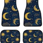 4 Piece Full Set Sun Moon Boho Astrology Car Mat Set Universal Fit Most Cars Trucks, Non Slip Backing Carpet Floor Mats Car Decoration - Virgo Car Floor Mat for men