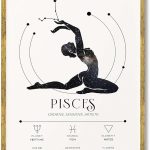 Framed Pisces Zodiac Sign Poster Canvas Print Art Minimalist Aesthetic Wall Art Painting Elegant Pictures Wall Decor Astrology Art Print for Bedroom Dorm Room Home Decor (Gold Framed,12L x16W) - Pisces Canvas for men