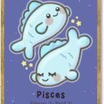 Framed Cute Pisces Zodiac Sign Canvas Print Art Wall Art Painting Pictures Whimsical Wall Decor for Bedroom Bathroom Decoration Trendy Art Print Home Decor for Apartment Office (Gold Framed,12L x16W) - Pisces Canvas for men