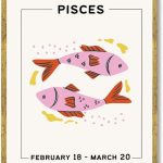Framed Pisces Zodiac Sign Canvas Print Art Cute Poster Modern Painting Pictures Wall Decor Wall Decoration Art Print for Living Room Bedroom Apartment Home Decor (Gold Framed,12L x16W) - Pisces Canvas for men