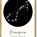 Framed Scorpio Zodiac Sign Poster Canvas Print Art Modern Pictures Wall Art Painting Elegant Wall Decor Art Print Home Decor Living Room Bedroom (Gold Framed,12L x16W) - Scorpio Canvas for men