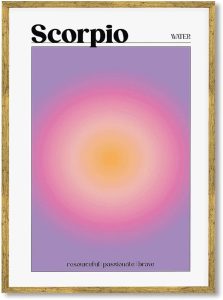 Framed Scorpio Zodiac Sign Poster Canvas Print Art Modern Wall Art Painting Pictures Trendy Home Decor Wall Decoration for Living Room Bedroom Dorm Room (Gold Framed,12L x16W) - Scorpio Canvas for men