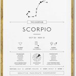 Framed Scorpio Zodiac Sign Poster Canvas Print Art Minimalist Aesthetic Wall Art Trendy Painting Pictures Wall Decor for Living Room Dorm Room Decoration (Gold Framed,12L x16W) - Scorpio Canvas for men