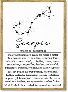 Framed Scorpio Zodiac Sign Poster Canvas Print Art Minimalist Aesthetic Wall Art Painting Trendy Exquisite Wall Decor Pictures for Dorm Room Bedroom Home Decor Art Print (Gold Framed,12L x16W) - Scorpio Canvas for men