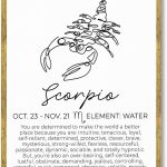 Framed Scorpio Zodiac Sign Canvas Print Art Minimalist Aesthetic Wall Art Painting Pictures Trendy Wall Decor Elegant Home Decor for Bedroom Dorm Room Apartment Decoration (Gold Framed,12L x16W) - Scorpio Canvas for men