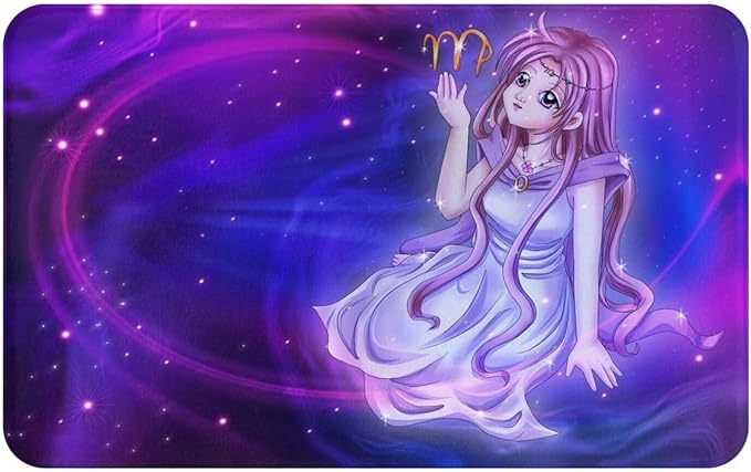 Manga Style Illustration of Zodiac Sign On Cosmic Background, Virg Front Door Floor Mats Entrance Doormat Kitchen Bedroom Carpets Rug Decor 19.3x31.5in - Virgo Car Floor Mat for men