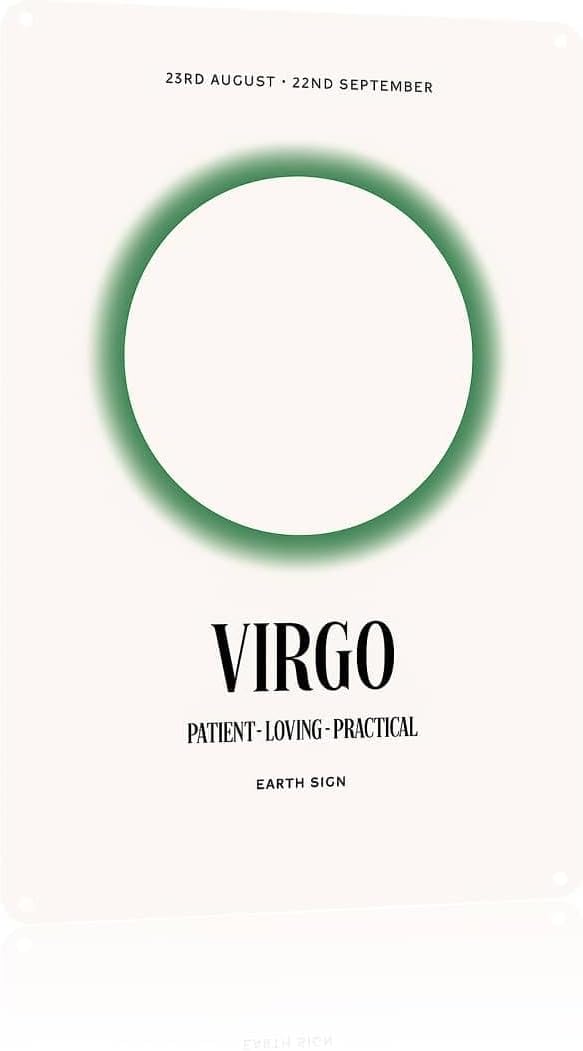 Virgo Zodiac: Retro Astrology Wall Decor Retro Metal Sign Poster for Garage Man Cave Bathroom Bedroom Farm Inspirational Popular Wall Art 8x12 Inch Signs Posters - Virgo Poster for men