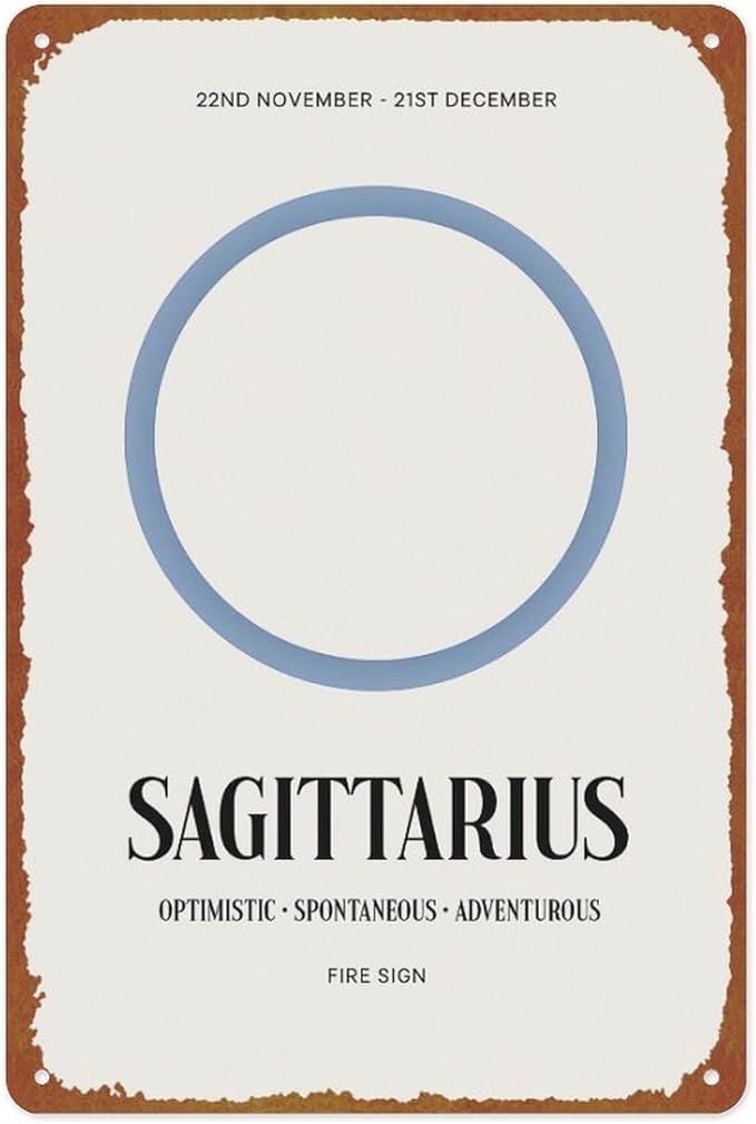 Sagittarius Zodiac: Retro Astrology Posters Aluminum Metal Sign 8x12 Inch For Living Room Bedroom Bathroom Decoration - Sagittarius Home Decor for men