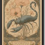 Framed Scorpio Zodiac Sign Poster Canvas Print Art, Vintage Painting Pictures, Wall Decor, Elegant Wall Art, Decoration for Living Room, Bedroom, Art Print, Dorm Room. (Black Framed,12L X16W) - Scorpio Canvas for men