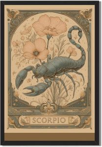 Framed Scorpio Zodiac Sign Poster Canvas Print Art, Vintage Painting Pictures, Wall Decor, Elegant Wall Art, Decoration for Living Room, Bedroom, Art Print, Dorm Room. (Black Framed,12L X16W) - Scorpio Canvas for men