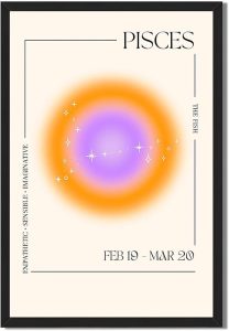 Framed Pisces Zodiac Sign Canvas Print Art, Modern Astrology Poster, Wall Art Painting Pictures Wall Decor, Trendy Elegant Art Print, Home Decor, Bedroom, Dorm Room (Black Framed,8L X12W) - Pisces Canvas for men