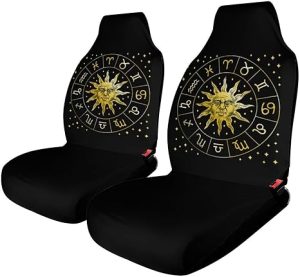 Zodiac Wheel Astrology Horoscope Circle Sun Wiccan Car Seat Covers, Car Seat Protection for Women and Girls, Suitable for Most Vehicles, Cars, Cars, Trucks, SUVs, Vans. - Aquarius Car Seat Cover for men