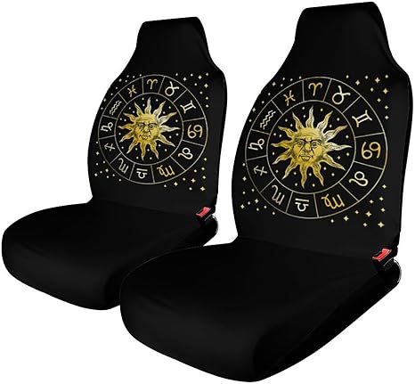 Zodiac Wheel Astrology Horoscope Circle Sun Wiccan Car Seat Covers, Car Seat Protection for Women and Girls, Suitable for Most Vehicles, Cars, Cars, Trucks, SUVs, Vans. - Aquarius Car Seat Cover for men