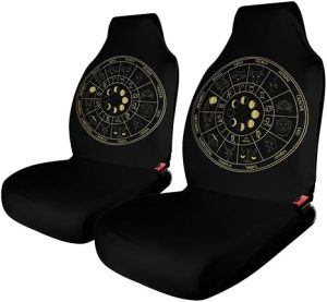 Zodiac Wheel Astrology Horoscope Circle Sun Wiccan Car Seat Covers, Car Seat Protection for Women and Girls, Suitable for Most Vehicles, Cars, Cars, Trucks, SUVs, Vans. - Aquarius Car Seat Cover for men