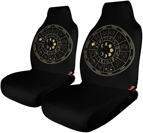 Zodiac Wheel Astrology Horoscope Circle Sun Wiccan Car Seat Covers, Car Seat Protection for Women and Girls, Suitable for Most Vehicles, Cars, Cars, Trucks, SUVs, Vans. - Aquarius Car Seat Cover for men
