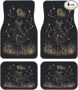 Car Floor Mats Non Slip Vehicle Front Rear Carpet Rugs Waterproof Universal Fit for SUV Van Truck Sedans,Virgo Zodiac Starry Sky Girl,Set of 4 - Virgo Car Floor Mat for men