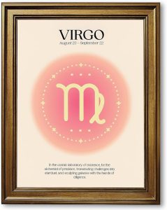 Framed Virgo Zodiac Sign Poster Canvas Print Art Modern Wall Art Painting Pictures Art Print Cute Elegant Dorm Room Decor Wall Decoration Living Room Home Decor (Retro Framed,12L x16W) - Virgo Poster for men
