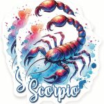 Scorpio Stickers - Zodiac Sign Art - Colorful Horoscope Symbol - 2 Pack - 5" Wide Design - Adheres to Laptops, Tumblers, and More – Made in The USA - AQS10038 - Scorpio Sticker for men