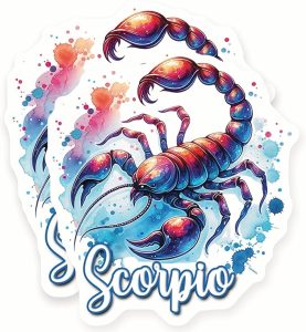 Scorpio Stickers - Zodiac Sign Art - Colorful Horoscope Symbol - 2 Pack - 5" Wide Design - Adheres to Laptops, Tumblers, and More – Made in The USA - AQS10038 - Scorpio Sticker for men