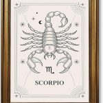 Framed Scorpio Zodiac Sign Poster Canvas Print Art, Minimalist Aesthetic Pictures Wall Decor, Trendy Wall Art, Painting for Living Room, Bedroom Home Decor, Art Print (Gold Framed,24L X36W) - Scorpio Canvas for men