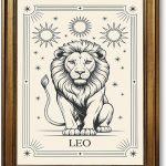 Framed Leo Zodiac Sign Canvas Print Art, Minimalist Aesthetic Wall Art, Pictures, Painting, Wall Decor, Trendy Exquisite Art Print, Home Decor, Decoration for Living Room, Bedroom (Gold Framed,12L"X16W") - Leo Canvas for men