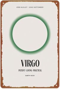 Virgo Zodiac: Retro Astrology Posters Aluminum Metal Sign 8x12 Inch For Living Room Bedroom Bathroom Decoration - Virgo Poster for men