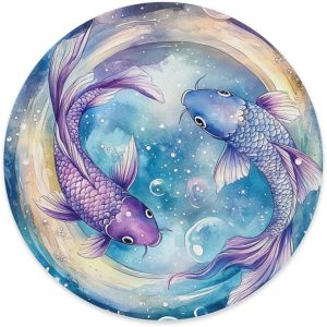 Cafemira Retro Metal sign,Pisces zodiac,Tin signs wall art home decor,Round plaque poster Decorative,for bar,living room,cafe,club,man cave,Indoor,Outdoor,easy to hang,8x8 inch - Pisces Home Decor for men