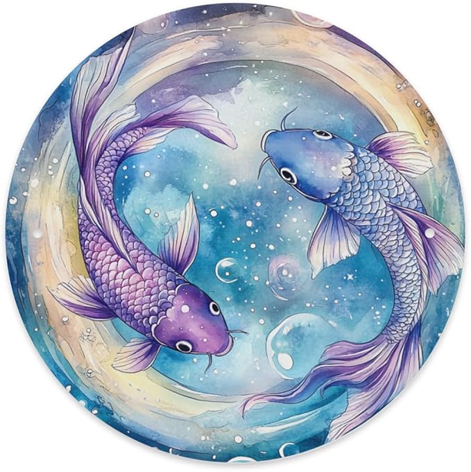 Cafemira Retro Metal sign,Pisces zodiac,Tin signs wall art home decor,Round plaque poster Decorative,for bar,living room,cafe,club,man cave,Indoor,Outdoor,easy to hang,8x8 inch - Pisces Home Decor for men