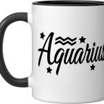 Aquarius Zodiac Sign Ceramic Mug, Black/White - Aquarius Mug for men