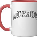 Aquarius Zodiac Sign Varsity Ceramic Mug, Red/White - Aquarius Mug for men