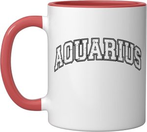 Aquarius Zodiac Sign Varsity Ceramic Mug, Red/White - Aquarius Mug for men