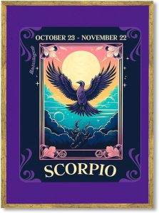 Framed Scorpio Zodiac Sign Poster Canvas Print Art Gothic Wall Art Painting Pictures Wall Decor Stunning Art Print Decoration for Living Room Bedroom Home Decor (Gold Framed,12L x16W) - Scorpio Canvas for men