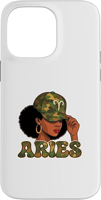 Aries Queen Aries Zodiac Sign Camo Afro Girl Case for iPhone 14 Pro Max - Aries Phone Case for men