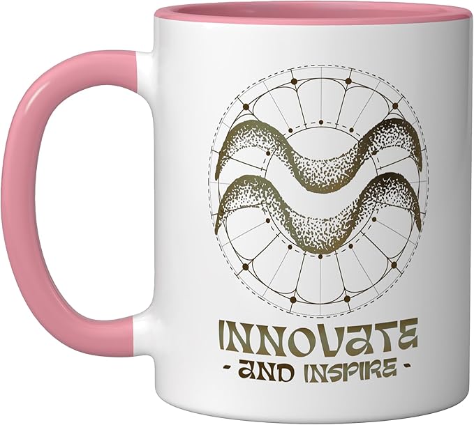 Zodiac Horoscope Aquarius Zodiac Sign Aquarius Ceramic Mug, Pink/White - Aquarius Mug for men