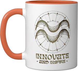 Zodiac Horoscope Aquarius Zodiac Sign Aquarius Ceramic Mug, Orange/White - Aquarius Mug for men