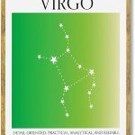 Framed Virgo Zodiac Sign Poster Canvas Print Art Minimalist Aesthetic Wall Art Painting PicturesTrendy Art Print Wall Decoration for Living Room Bedroom Dorm Room Home Decor (Gold Framed,12L x16W) - Virgo Poster for men